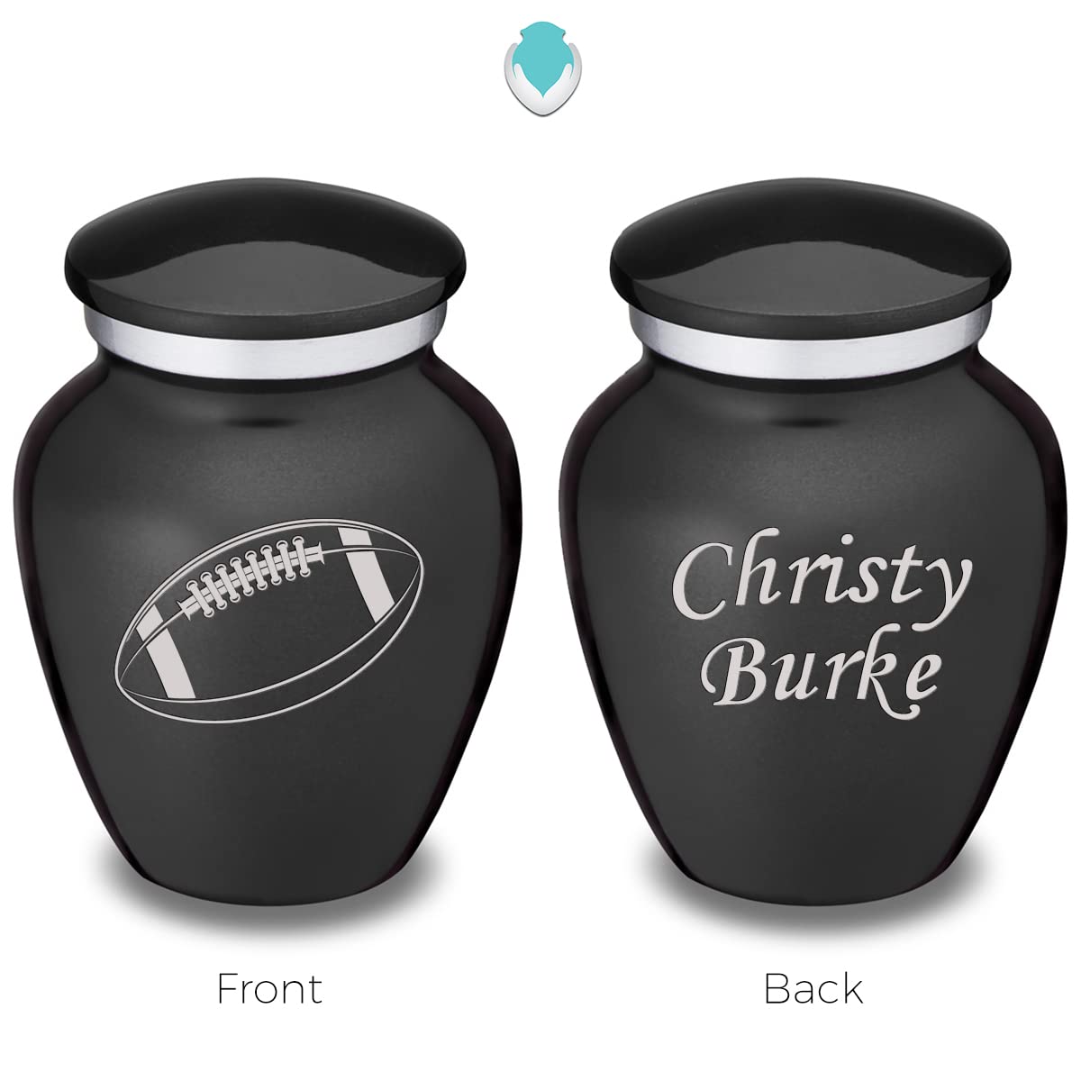 GetUrns Keepsake Embrace Football Cremation Urn with Custom Engraving (Charcoal)