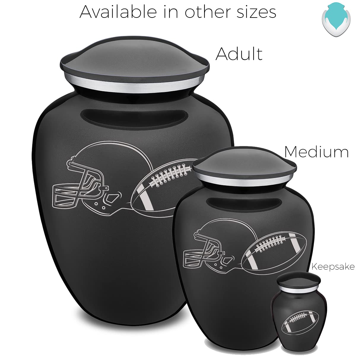 GetUrns Keepsake Embrace Football Cremation Urn with Custom Engraving (Charcoal)