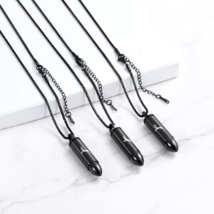 XSMZB Cremation Jewelry for Ashes Bullet Shape Pendant Urn Necklace Stainless Steel Keepsake Memorial Jewelry for Men Women(3pcs black)