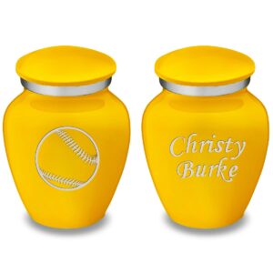 GetUrns Keepsake Embrace Baseball Cremation Urn with Custom Engraving (Yellow)