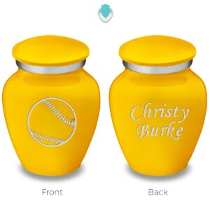 GetUrns Keepsake Embrace Baseball Cremation Urn with Custom Engraving (Yellow)