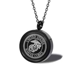 memorialu black marine corps urn necklace for ashes stainless steel memorial pendant cremation jewelry for men women