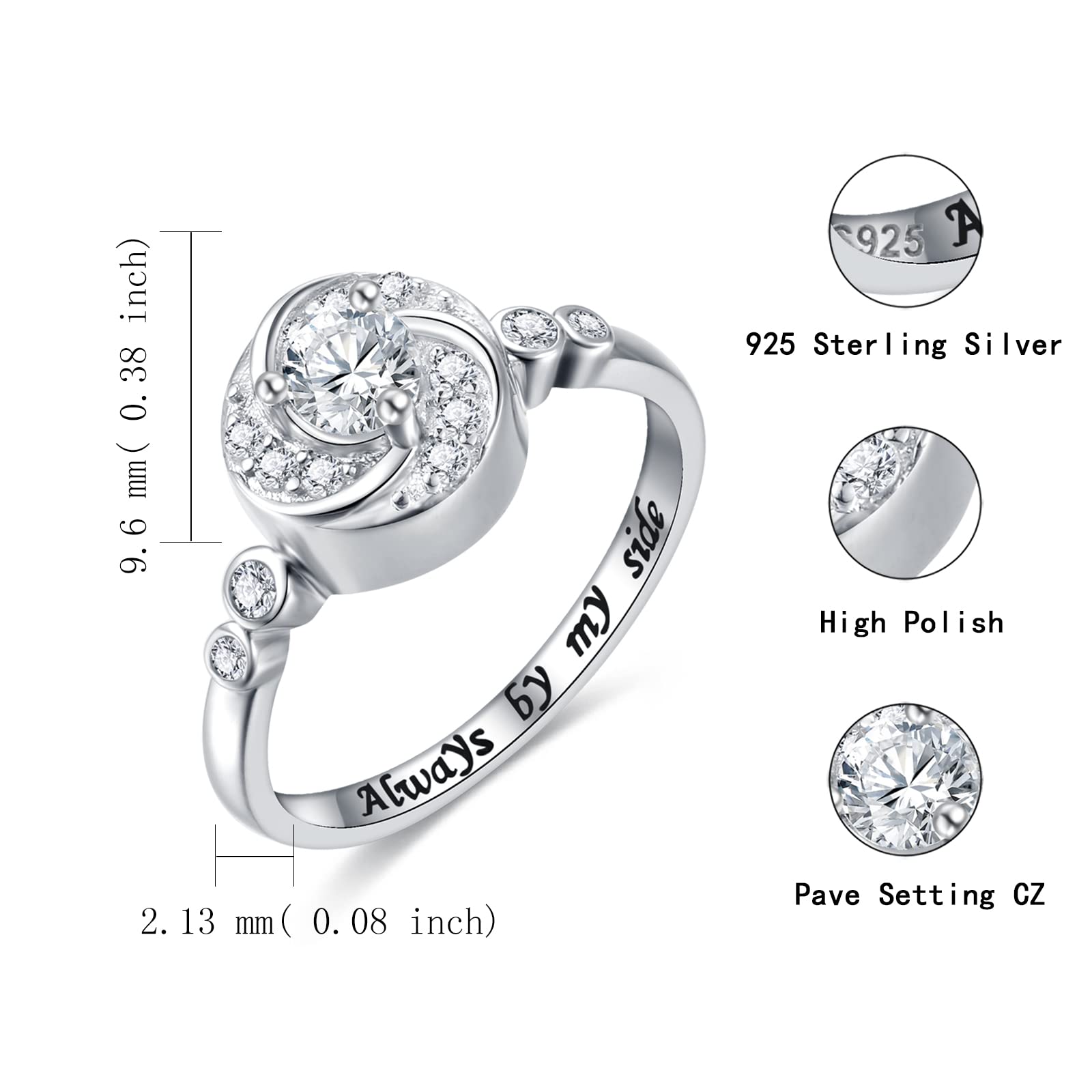 Urn Rings for Cremation Ashes Circle of Life 925 Sterling Silver Always by my side Keepsake Rings Memorial Jewelry for Women (Size 9)