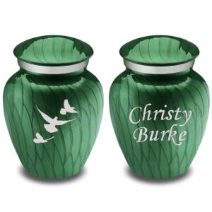 geturns keepsake embrace dove cremation urn with custom engraving (pearl green)