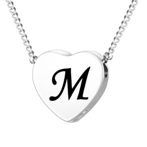 XIUDA Cremation Jewelry for Ashes Personalized Initial Heart Urn Necklace for Women Men Stainless Steel Keepsake Memorial Pendant for Human Ashes