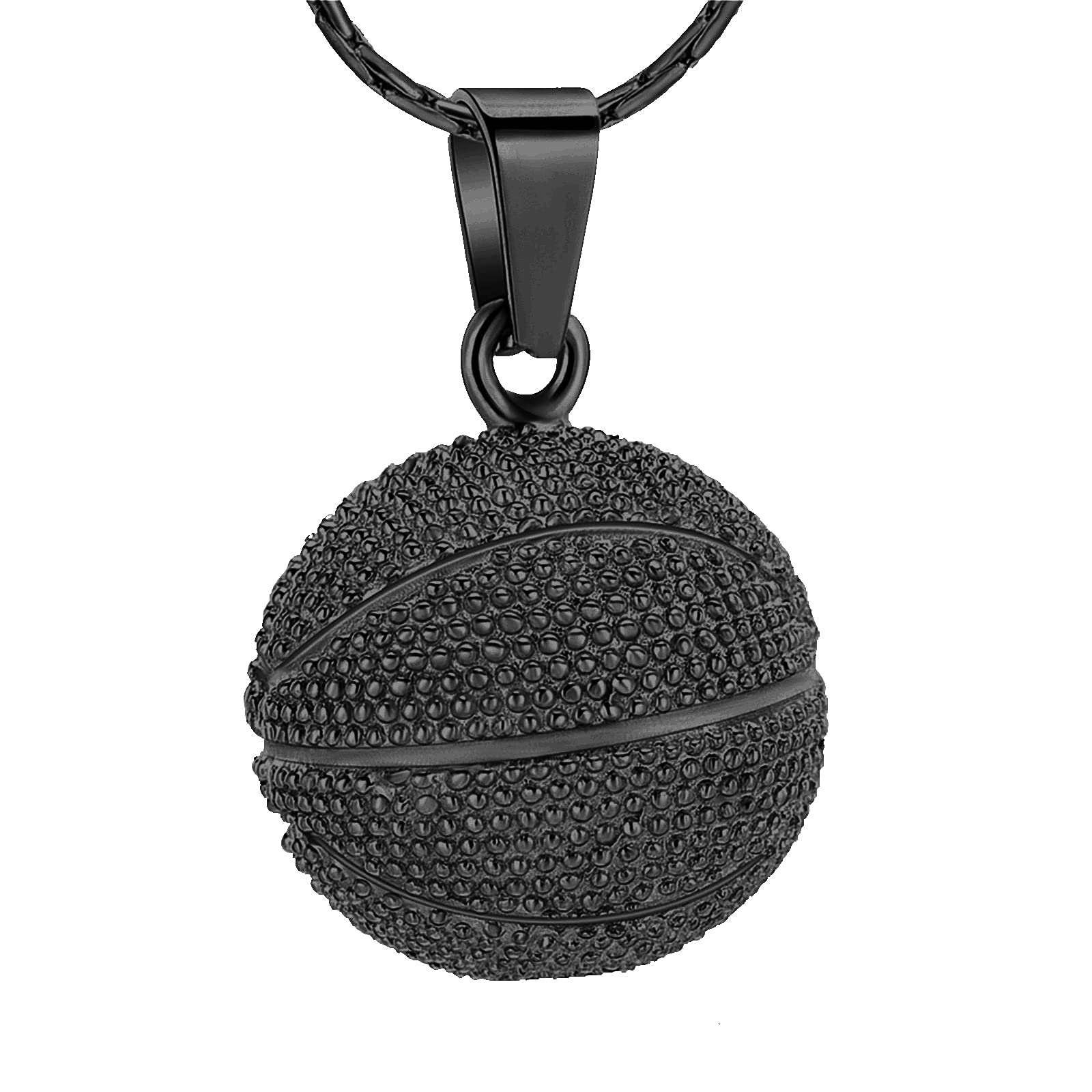 constantlife Cremation Jewelry for Ashes - Basketball Stainless Steel Memorial Pendant Urn Necklace Keepsake for Men Women (Black)