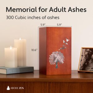 Urns for Human Ashes Adult - Rosewood Wooden Box with Tree of Life Polished Nickel Decal & Velvet Bag - Funeral Keepsake Wood Urn for Adult Ashes