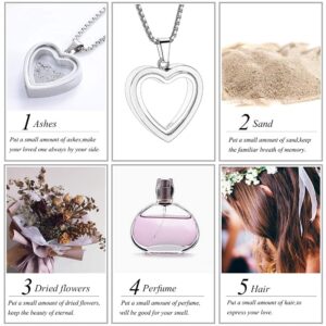 zeqingjw Glass Cremation Jewelry Necklace for Ashes Heart Memorial Lockets for Ashes Stainless Steel Keepsake Urn Ashes Pendants