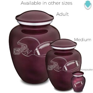 GetUrns Embrace Personalized Football Adult Cremation Urn with Custom Engraving for Human Ashes for Funeral, Burial, Niche or Columbarium – 200 Cubic Inches –Urns for Human Adult Ashes (Cherry Purple)