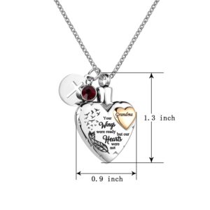 LuxglitterLin Heart Urn Necklace for Ashes Uncle Cremation Memorial Keepsake Jewelry for Uncle -Your Wings were Ready My Heart was Not