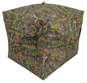 alps outdoorz deception pop up hunting blind featuring unique small footprint four hub design, wide windows with silent open, extra large easy access door, mossy oak obsession