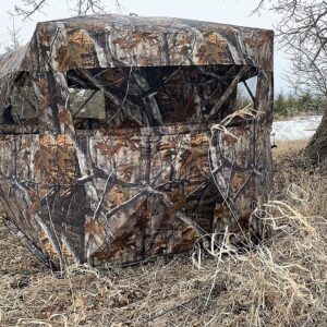 THUNDERBAY Gobbler Lodge 5-Side Hunting Blind, 4 Person Ground Blind for Deer Hunting, 300D Oxford Fabric Deer Blind, JX Hardwood Camo Pattern