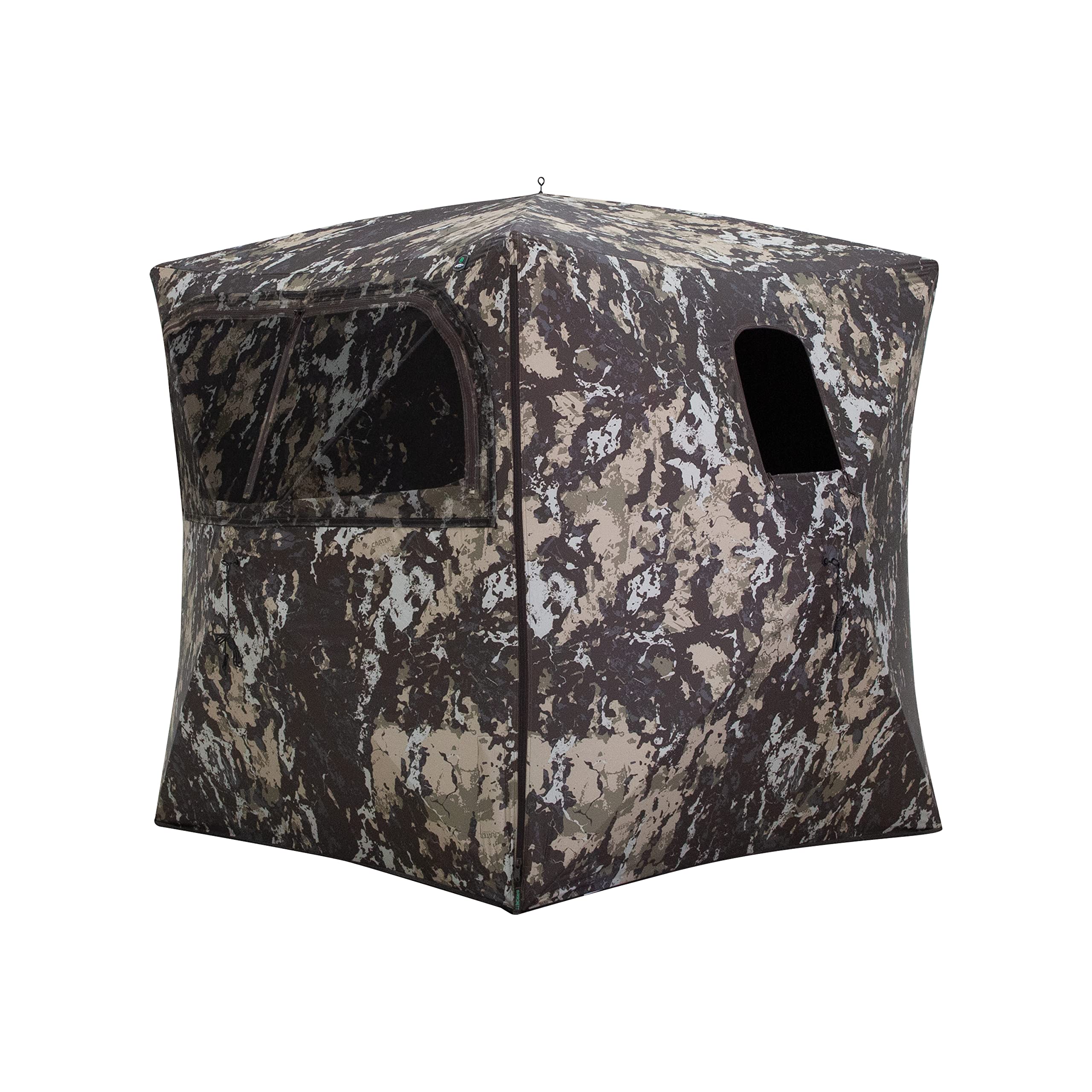 Barronett Blinds® Grounder 250, Portable Hunting Blind, Pop-Up Hub Blind, Large Shooting Windows, Lightweight, 2-Person, Crater™ Core, 67” x 75” x 75”, GR251CC