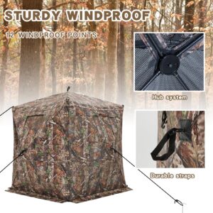 Huskfirm Hunting Blind See Through with Silent Magnetic Door&Sliding Windows,2-3 Person Pop Up Ground Blinds 270 Degree Field of View with Carrying Bag,Portable Hunting Tent for Deer&Turkey Hunting