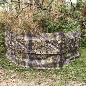 AUSCAMOTEK Ground Blind 5 × 10 Feet for Turkey Hunting Deer Blinds Camouflage Pattern Height Adjustable -Woodland Green Leaf