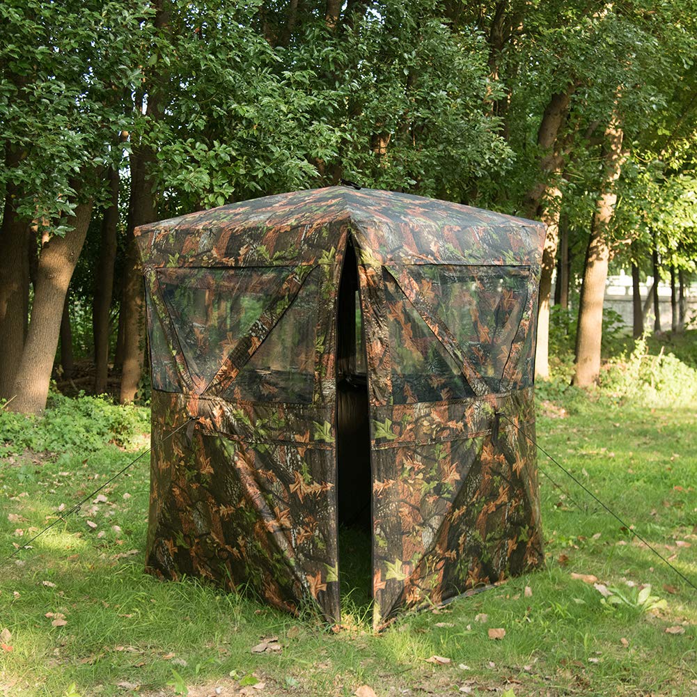 Vulture Pop-up Portable 2 Person Ground Hunting Blinds, 48 x 48 x 65 inches Camo Pattern Oxford Fabric