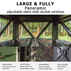 Vulture Pop-up Portable 2 Person Ground Hunting Blinds, 48 x 48 x 65 inches Camo Pattern Oxford Fabric