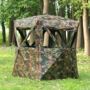 Vulture Pop-up Portable 2 Person Ground Hunting Blinds, 48 x 48 x 65 inches Camo Pattern Oxford Fabric