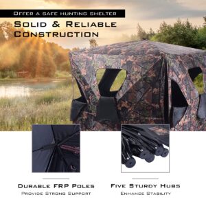 GYMAX Hunting Blind, 2-3 People Pop Up Ground Blind Tent, 360 Degree See Through for Deer,Turkey, Portable Durable Hunting Tent with Mesh Window, Hub System & Carry Bag, Camo Ground Blinds