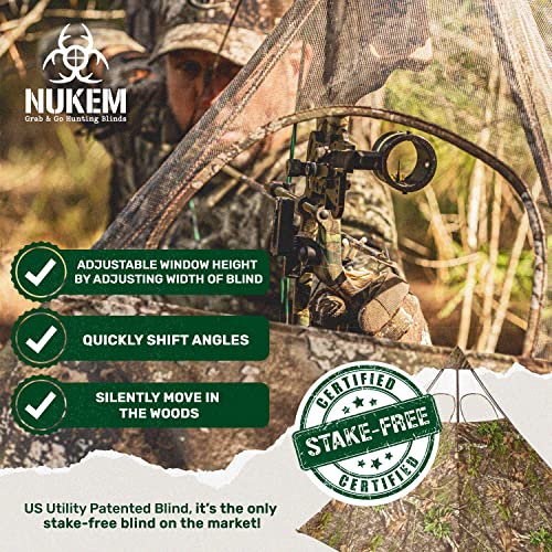 Nukem Grab & Go Hunting Ground Blind - TrueTimber Strata - Lightweight Stake-Free Pop Up Turkey & Deer Blind (Regular)