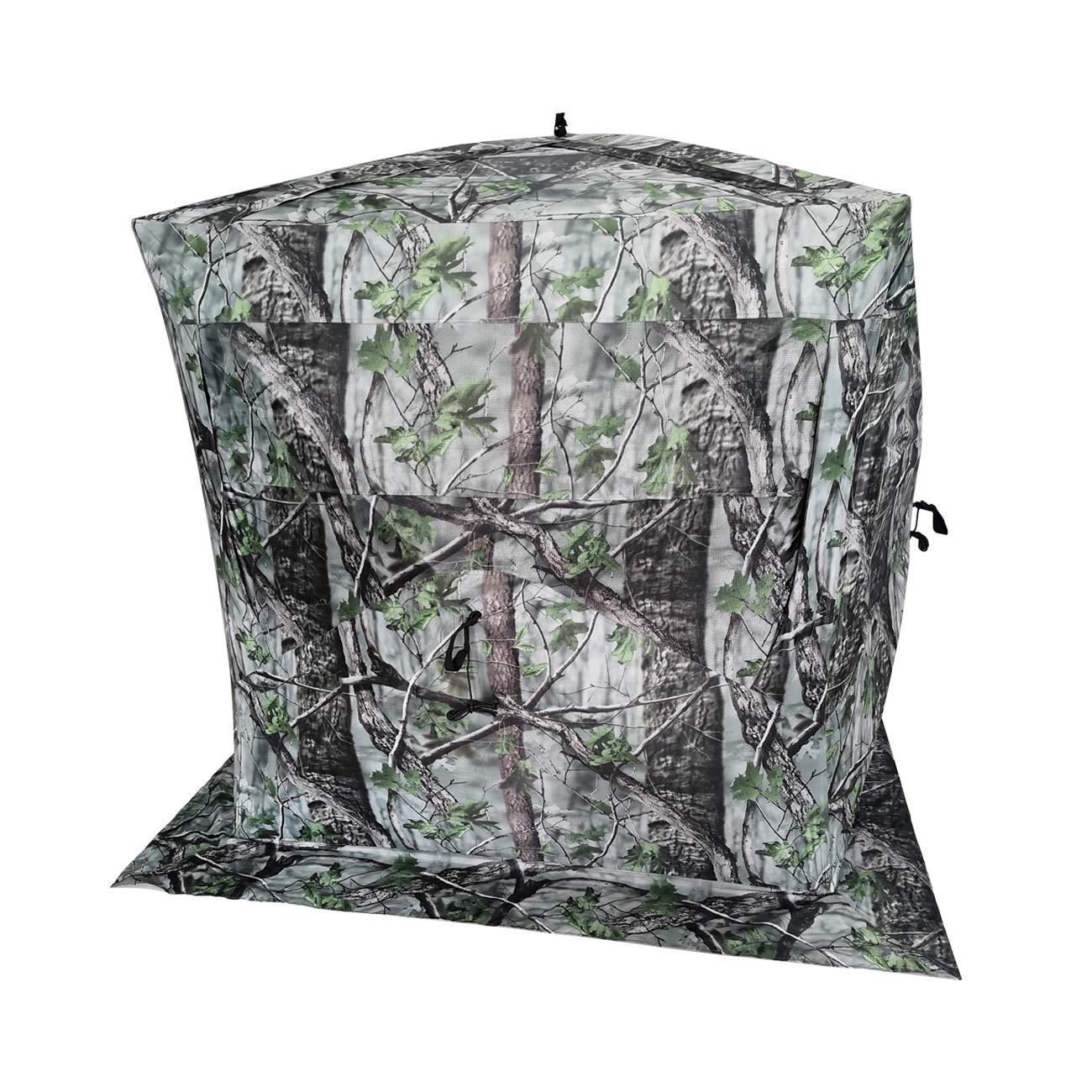 THUNDERBAY See Through Hunting Blind Combo with 2 Chairs, 3 Person Pop Up Ground Blinds 180 Degree, 300D Durable Hunting Tent for Deer & Turkey Hunting (Camouflage), Floor Space 62" x 62"