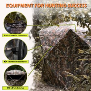 Your Choice Hunting Blind 3 Person 270 Degree See Through Ground Blinds with Orange Cap for Deer Hunting Turkey Hunting, Camo Deer Blind Turkey Blind Pop Up Hunting Tent, Hunting Gear