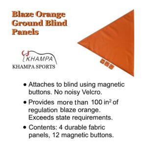 KHAMPA Blaze Orange Safety Blind Panels Hunting Safety - Magnetic - includes Carrying Bag - 15 3/4 inch per Side - More Than 100 sq in per Panel - Set of 4