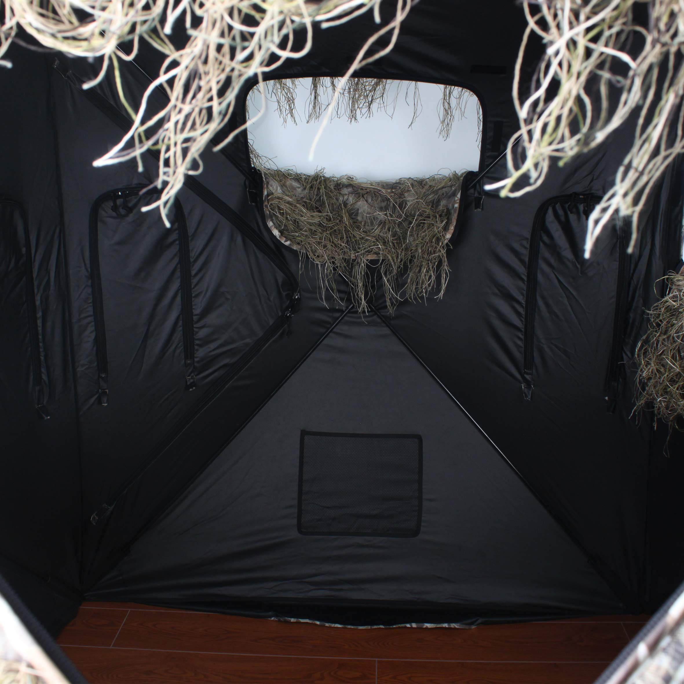 AUSCAMOTEK Scouter Ghillie Ground Blind for 3 Person Deer Hunting with Ghilly Cover