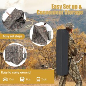 HAPPYGRILL Hunting Ground Blind for 2-3 Person, 270° See Through Hunting Blind with Storage Bag, Panoramic Window, Silent Window Slide, Portable Pop Up Blind Hunting Tent