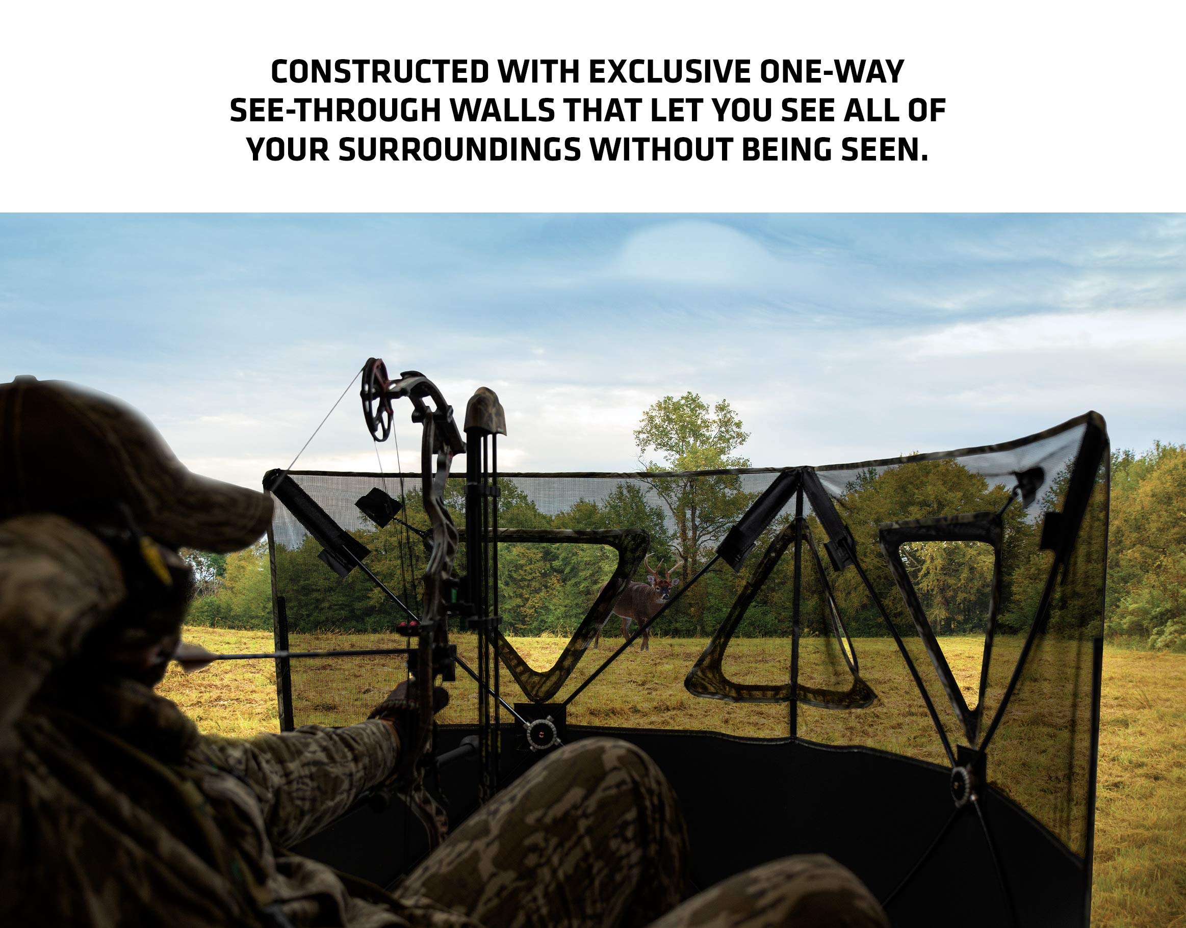 Primos Hunting DoubleBull 2-Panel Stakeout Blind with 3 Shoot Through Ports in Mossy Oak Greenleaf Camo