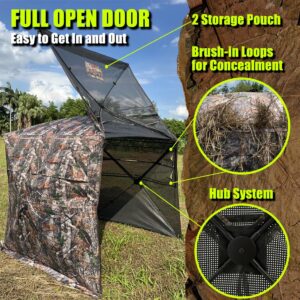 LUCKUNTER 360 Degree See Through Hunting Blind Extra Large Tall (78X78X80 inch) 2/3/4 Person Ground Camouflage Pop Up Hunting Blind for Turkey Deer Hunting