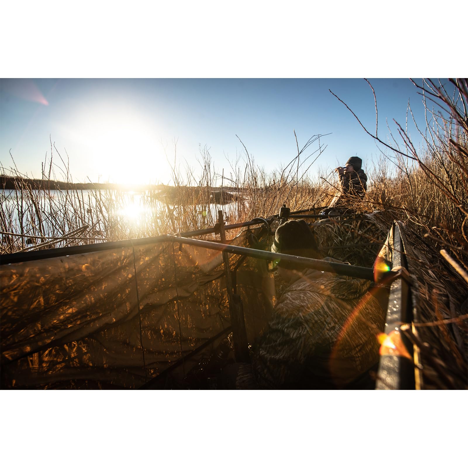 Avian-X A-Frame Lightweight Durable Collapsible Hunting Ground Blind with Grass Straps & Pockets, 4 Adjustable Gun Clips & Carry Straps - 4 Hunters Concealment - Mossy Oak Shadow Grass Blades Shell