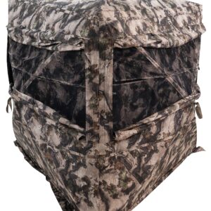 BOG Grave Digger Standing Height Ground Blind Mossy Oak with StealthZip Silent Zippers, StealthTrac Silent Windows, Water Resistant 600D Fabric, and Hub Construction for Hunting, Shooting, and Outdoor