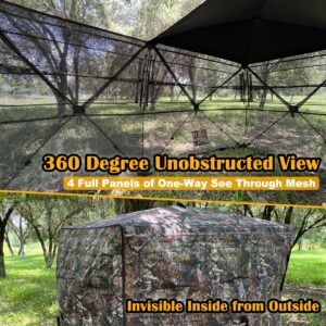 CROSS MARS Full Open Door 2-3 Person 360 Degree See Through Ground Hunting Blind Camouflage Pop Up Duck Turkey Deer Hunting Blinds Tent