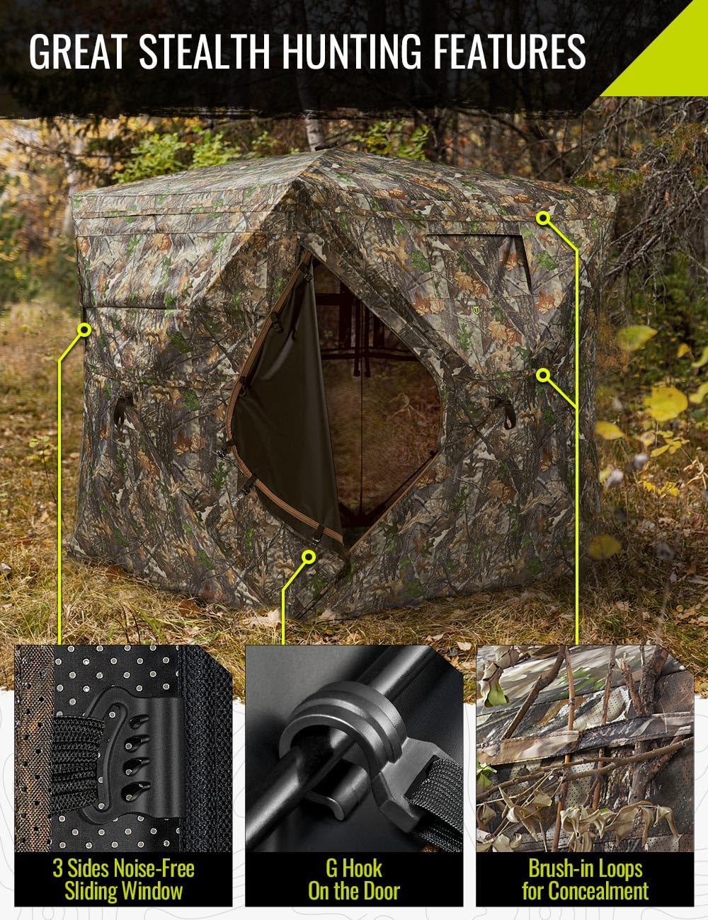 TIDEWE Hunting Blind See Through with Carrying Bag & Hunting Rangefinder with Rechargeable Battery 700Y