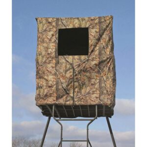 guide gear elevated deer hunting blind, camo tent for tower stand, 2 person, universal