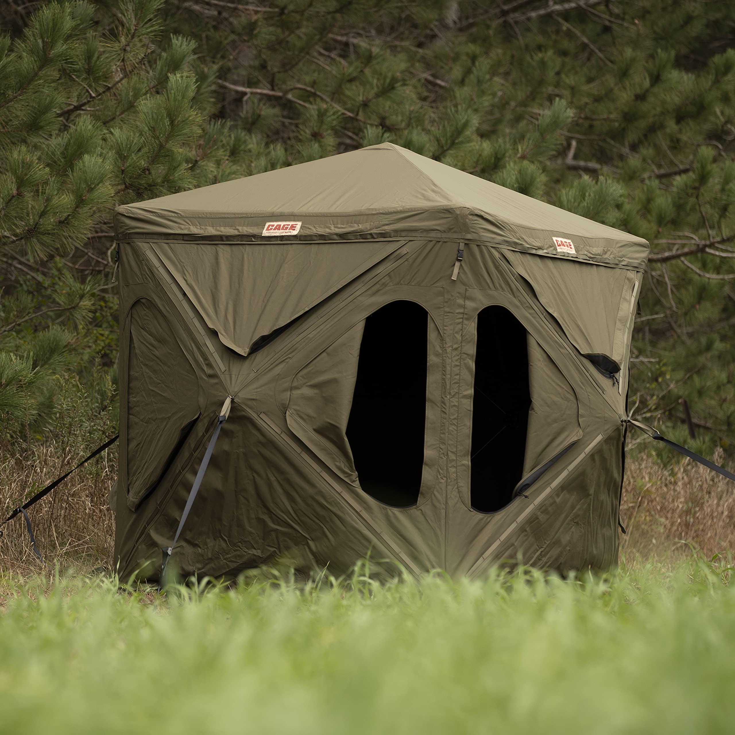 CAGE™ Permanent Hub Blinds, R30 Permanent Hub Blind, Hunting Blind, Durable, Rigid Framework, Pop-Up Hub System, Withstand™ All-Weather Fabric, 3-Person, 76" x 66" x 66", CBR30T