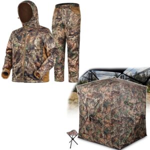 Hunting Blinds and Silent Hunting Clothes for Men Fleece Lining, Safety Strap Compatible