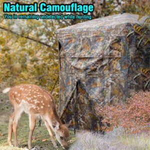 Col-Pary Hunting Blind, 270°View 1-3 Person See Through Ground Blind with Tri-Leg Stool,Ground Pop Up Tent for Deer Turkey Duck Hunting,Camping,Concealment, Disguise (Camo,58 "Lx58 Wx66 H)