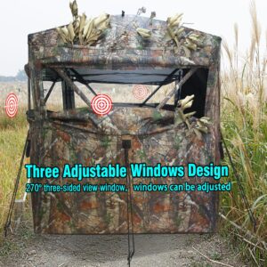 Col-Pary Hunting Blind, 270°View 1-3 Person See Through Ground Blind with Tri-Leg Stool,Ground Pop Up Tent for Deer Turkey Duck Hunting,Camping,Concealment, Disguise (Camo,58 "Lx58 Wx66 H)