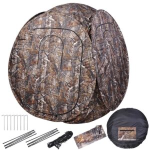 koval inc. pop up ground wood-leaf camouflage hunting blind hub style (camo oval)