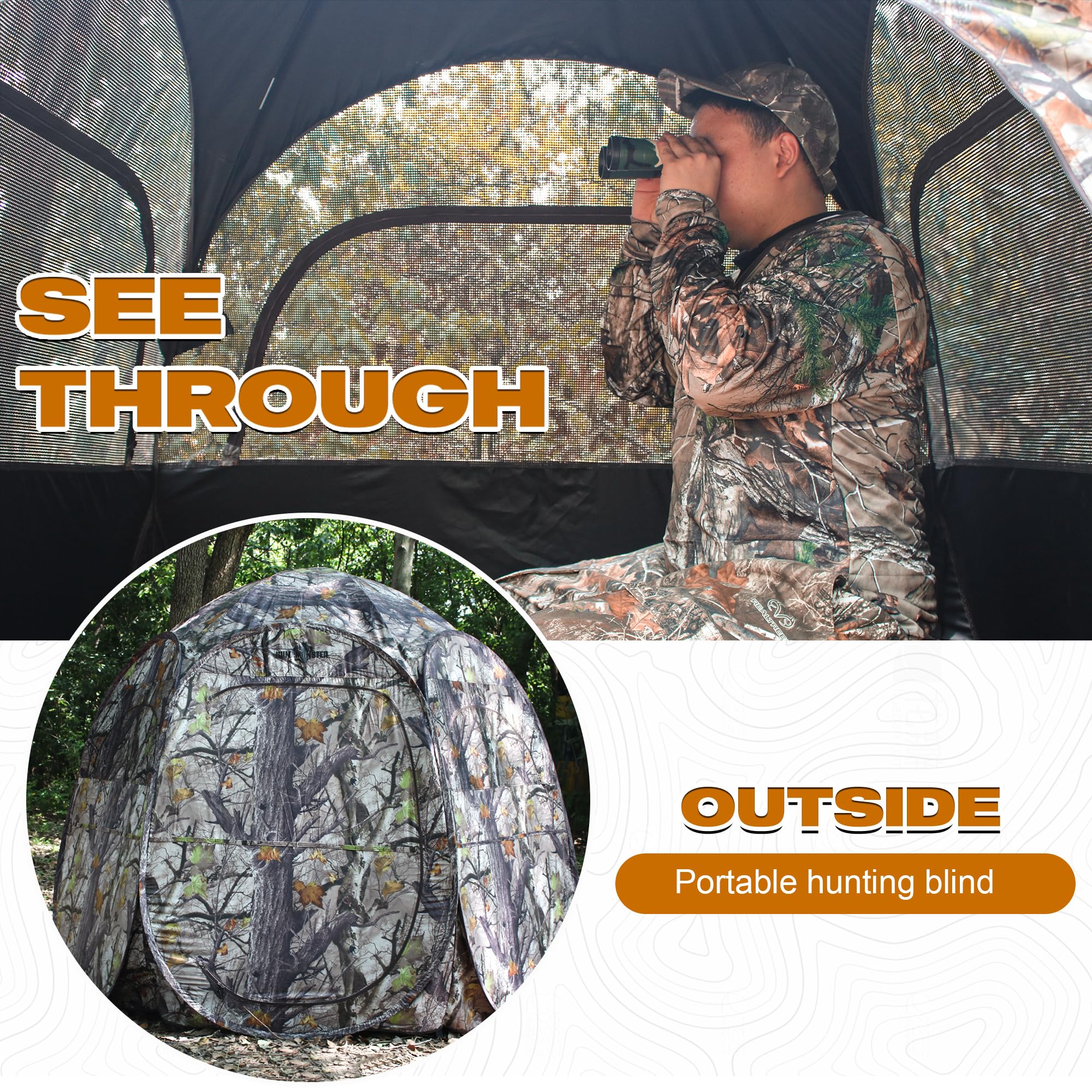 Hunting Blinds and Silent Hunting Clothes for Men Fleece Lining, Safety Strap Compatible