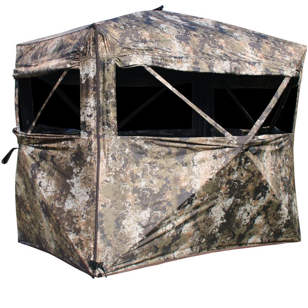 Muddy Hunting Whitetail Deer Buck Full Dual Zip Side Hinged Opening Concealment Camo Pattern Standing Height 67" Garage Ground Blind