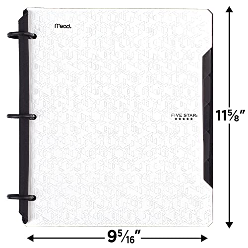 Five Star Flex Refillable Notebook + Study App, College Ruled Paper, 1 Inch TechLock Rings, Pockets, Tabs and Dividers, 200 Sheet Capacity, White (29328AE2)