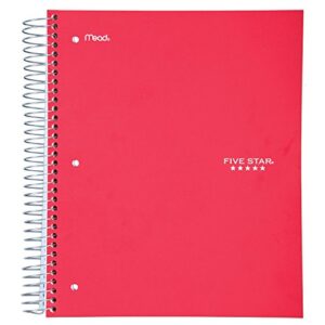 Five Star Spiral Notebooks, 5 Subject, Wide Ruled Paper, 200 Sheets, 10-1/2" x 8", Assorted Colors, 6 Pack (38417)