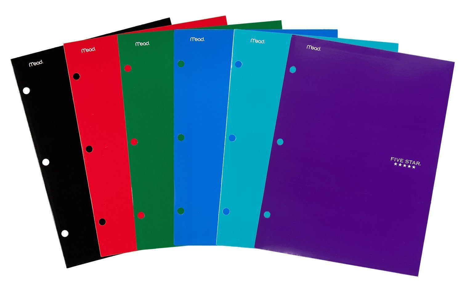 Five Star Pocket Folders, 4-Pocket, 12-1/2" x 9-1/2", Assorted Colors, 12 Pack