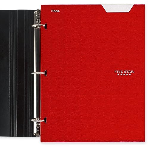 Five Star 4 Pocket Folders, 6 Pack, Paper Folders, Fits 3-Ring Binders, Holds 8-1/2" x 11" Paper, Writable Label, Tidewater Blue, Harvest Yellow, Amethyst Purple, Forest Green, Fire Red, Black (38056)