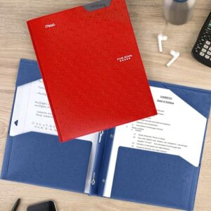 Five Star 2 Pocket Folder, Stay-Put Folder, Plastic Colored Folders with Pockets & Prong Fasteners for 3-Ring Binders, 8-1/2” x 11", Fire Red (72109)