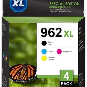 962XL Compatible Ink Cartridge Replacement for HP 962 XL / 962 Ink. Works Well with Officejet Pro 9018 9010 9012 9015 9020 9025 9026 9027 Printers. 4 Pack (Black, Cyan, Magenta, Yellow)