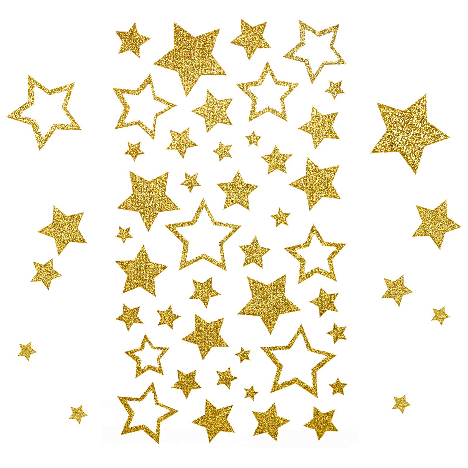 KESOTE 5 Sheets Glitter Gold Star Stickers, Self-Adhesive Assorted Star Labels for Handicrafts Christmas Decoration, Classroom Teacher Supplies